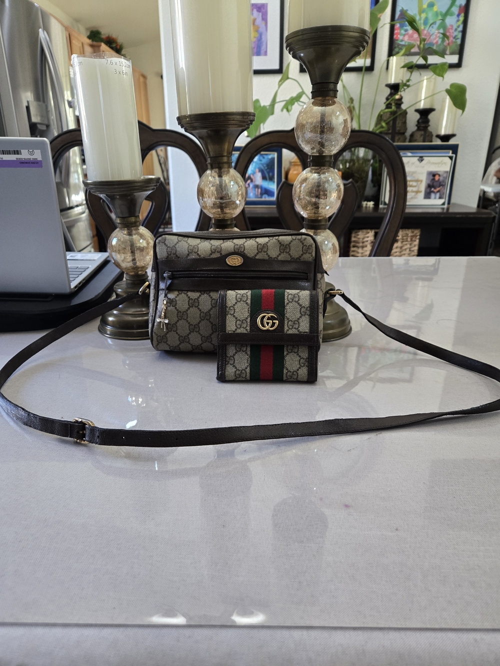 Authentic GUCCI crossbody Bag With Green And Red Sherry Line Comes With Wallet.